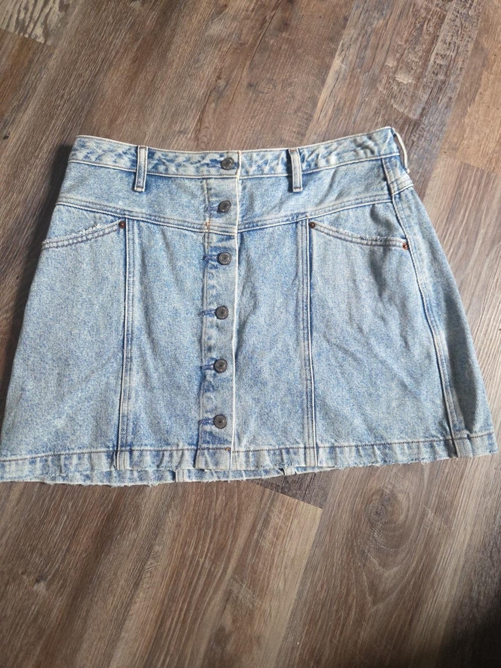 Abercrombie & Fitch Light Blue Button-Front Denim Mini Skirt